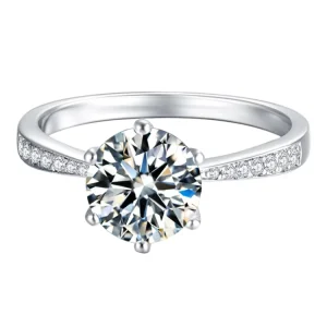 Classic Design 2ct White Gold Plated Moissanite Ring Jewelry 925 Silver Diamond Ring Engagement Moissanite for Women