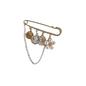 Classic Design CC Brooches Women Crystal Bow Flower Pearl Chain Large Jewelry Vintage Buckle Pin G Brooch