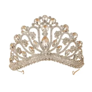 Classic Design Water Droplet Shaped Alloy Princess Crown Bridal Wedding Headpiece Celebration Electroplated Tiara Hair Accessory