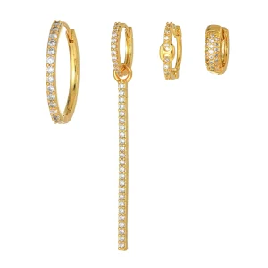 Classic Ear Buckle Suit Niche Design Sense Fresh Fashion Earrings Micro Inset Zircon Ear Stud Four Piece Set Female Earring