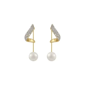 Classic Elegant Fashion Exquisite Statement Rhinestone Pearl Pendant Stud Earring Women Fine Jewelry Earrings