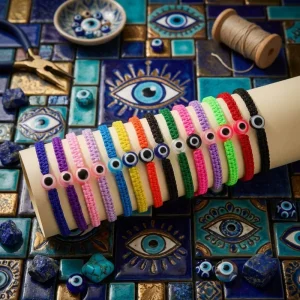 Classic Evil Eye Braided Bracelet Adjustable Colorful Resin Beaded Bracelet Unisex Jewelry Lucky Protection