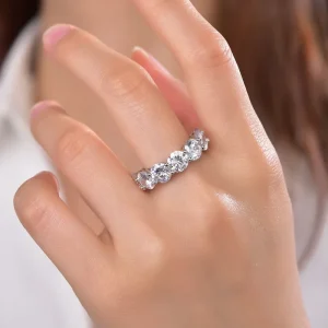 Classic Fashion 18K Gold & Rhodium Plated 925 Sterling Silver Moissanite Ring for Women Wedding & Party