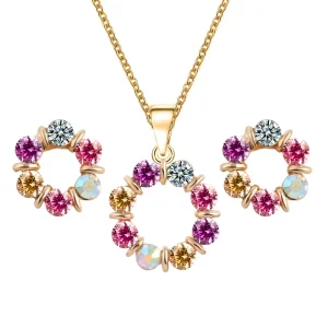 Classic Fashion Bridal Jewelry Set with Zircon Crystals and Rhinestone for Unisex Wedding & Anniversary