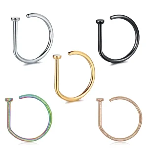 Classic Fashion Gold Plated G23 Titanium D Shape 20G Nose Ring Hoop Septum Rings Sexy Women Body Jewelry Gift Nariz Stud
