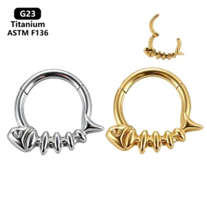 Classic Fashion Piercing ASTM F136 Titanium Zircon Gold Nose Ring Paved Twist Hinged Segment Clicker 16G 18G Body