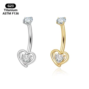 Classic Fashion Piercing G23 Titanium 18K Gold Plated Internally Threaded Flower Zircon Belly Ring Navel Piercing Body Jewelry