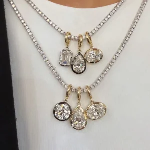 Classic Fashion Water Drop Oval square Geometric element Claw set Zircon Copper DIY Free assembly DIY Necklace Accessory