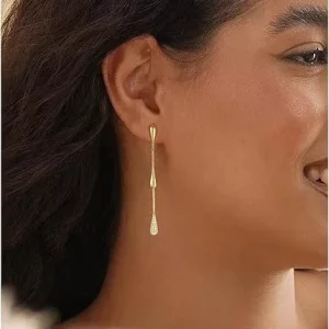 Classic Fashionable Gold plated Brass Water Droplet Hoop Earrings Crystal Rhinestone Daily Wear Women’s for Gift Party Occasions