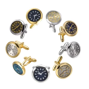 Classic French Business Shirt Accessories Fashion Rotating Clock Gold Cufflinks Gift for Men