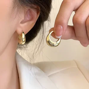 Classic Gold Color Metal Hoop Earrings for Women Simple Girls Daily Wear Stud Earrings Women’s Jewelry Gifts