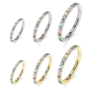 Classic Gold Plated Copper Alloy Nose Ring Zircon Inlaid Seamless Hoop Clicker Septum Piercing Punk Wedding Body Jewelry Women