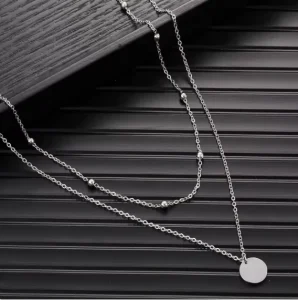 Classic Layered Disc Pendant Necklace Stainless Steel Bead Chain Waterproof Necklaces for Women Dainty Fashion Jewelry