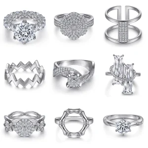 Classic Luxury 925 Sterling Silver 5A Zirconia Gemstone Engagement Ring For Women