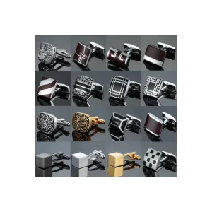 Classic Men’s Shirt French Cufflinks Enamel Vintage Crystal Cube Metal Square Cufflinks for Men Party