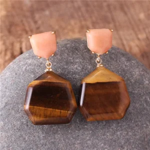 Classic Modern Fashion Geometric Tiger Eye Stud Earrings