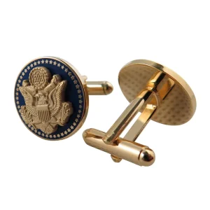 Classic OEM Brand Gold Plated Bronze Zinc Alloy Customizable Cufflinks High Quality Gift Set Men Custom Packing