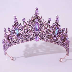 Classic Retro Gold Plated Alloy Rhinestone Crown for Women European American Fashion Elegant Wedding Party Hair Accessory