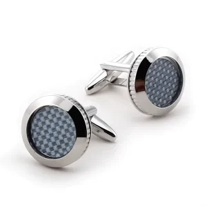 Classic Silver Color Carbon Fiber Cufflinks Custom Mens Suit Shirt Fashion Accessory Groom Tuxedo Gift Cufflinks
