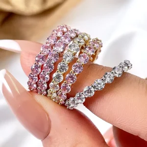 Classic Simple Design Elegant Wedding Eternity Ring Fashion High Quality Zircon Ring Women