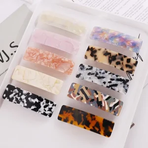 Classic Square Acetate Hair Clip Tortoise Shell Color Fashion Hair Barrettes Luxury French Custom Hair Clips