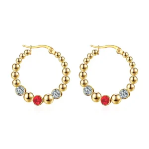 Classic Stainless Steel 18K Gold Plated Drop Earrings with Beads Wedding Engagement Gift