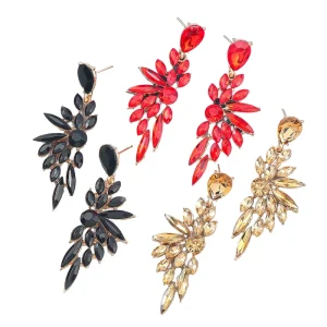 Classic Style Crystal Pendant Wing Shape Earrings Gold Plated Alloy Jewelry for Christian Weddings Decoration