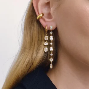 Classic Style Stainless Steel Geometric Zircon Tassel Earrings Niche High End Design Sense Fashion Jewelry Accessories