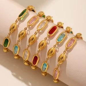 Classic Versatile Fashionable Retro Crystal Beaded Stainless Steel Bangle Unisex Trendy Party Jewelry Elegant Refined High End