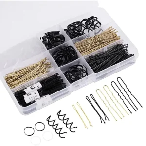 Classic Vintage Salon Hairstyle U Shaped Hair Pin Set Wave Line Spiral Steel Bobby Pin Box Available in Blonde Brown Black Color