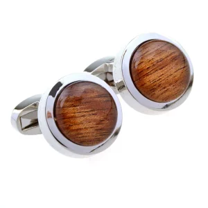 Classic Walnut Wood Cufflinks Custom Mens Suit Shirt Accessory Wedding Tuxedo Fashionable Tie Clip Brass Jewelry Gift