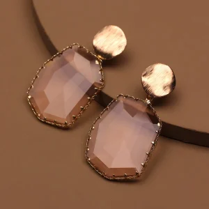 Claw Set Faux Crystal Glass Earrings Trendy Women’s Cross Border Irregular Polygonal Statement Crystal Earrings