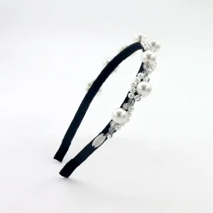 Clear Acrylic Beads Pearl Slim Headband Elegant Vintage Sweet Hand Made Women Hair Accessories