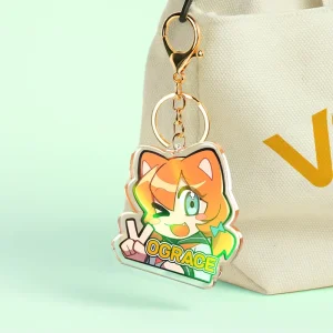 Clear Acrylic Charms Glitter Epoxy Acrylic Keychain Laser Cutting Craft Double Side Printing Acrylic Keychains
