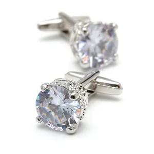 Clear Zircon Elegant Premium Cufflinks Custom Men’s Suit Shirt Fashion Accessory Wedding Tuxedo Trendy Jewelry Gift