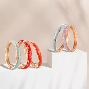 Cloisonne Bracelet Women Fashion Floral Jewelry Open Drop Oil Enamel Colorful Bracelet for Women