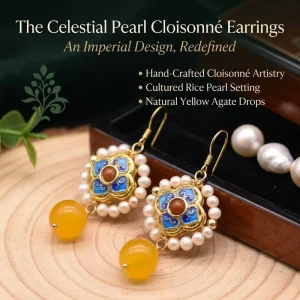 Cloisonne Pearl Earrings Traditional Chinese Enamel Pearl Drop Earrings Durable Ladies Daily Fashion Accessories