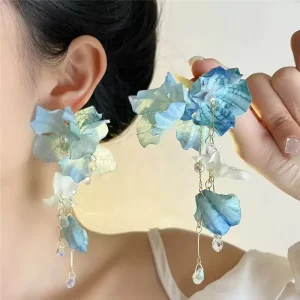 Cloth Flowers Earrings for Women Beach Style Summer Sweet Vintage Jewelry Hyperbole Korean Fashion Pendientes Mujer