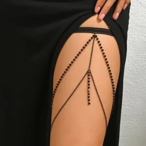 Club Party Luxury Alloy Shiny Rhinestone Thigh Chain Engagement & Anniversary Gift Boho Style Women Fashion Body Accessories