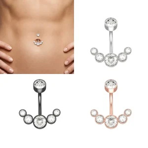 Cluster Belly Button Rings Surgical Steel Belly Piercing Jewelry Women Navel Ring Body Jewelry