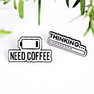 Coffee Mind Enamel Pin Thinking Progress Bar Badge Coffee Life Brooch Custom Lapel Pin Shirt Bag Simple Jewelry Gift for Friend