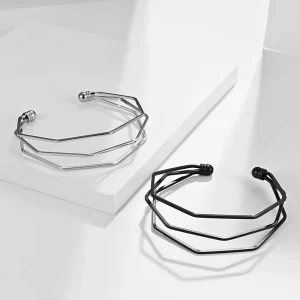 Cold Minimalist Geometric Folding Bracelet Opening Adjustable Size Unisex Neutral Bracelet