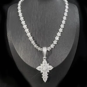 Collar Hip Hop Para Hombre Cross Pendant with Cadena Cubana CZ Jewelry Set Mayorista Ready Stock Bulk