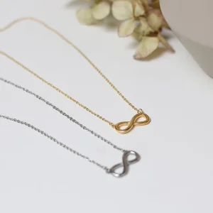 Collier Pour Femme 18K Gold Plated Stainless Steel Mobius Hollow Number 8 Loop Infinity Necklace Woman