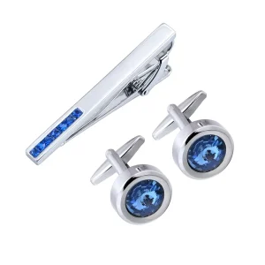 Color Crystal Elegant Cufflinks Tie Clips Custom Mens Suit Shirt Fashion Accessory Wedding Tuxedo Trendy Jewelry Gift