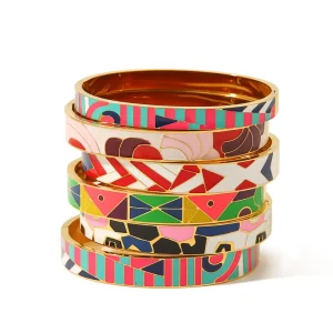 Color Enamel Non Tarnish Bangle Stainless Steel Gold Plated Coloured Bangles