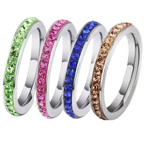 Color Line Crystal Fashion Jewelry Ring Classic Brand Designer Women Stainless Steel Rings