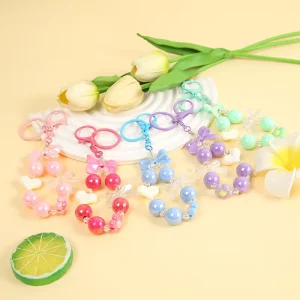 Color Plated Bead Pendant Handmade DIY Material Fashion Keychain Accessories Cosmetics Bag Resin Pendant