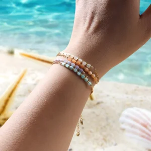 Color Tube Natural Shell Bohemian Style Women’s Adjustable Beads Bracelet Stainless Steel Geometric Design