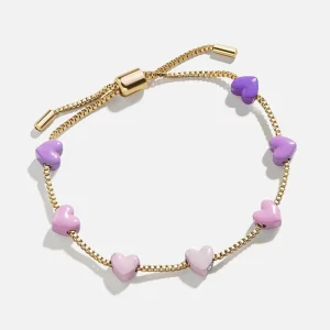 Colored Heart-shaped Gradient Bead Bracelet Electroplated 18k Real Gold Children’s Bracelet Jewelry Gift